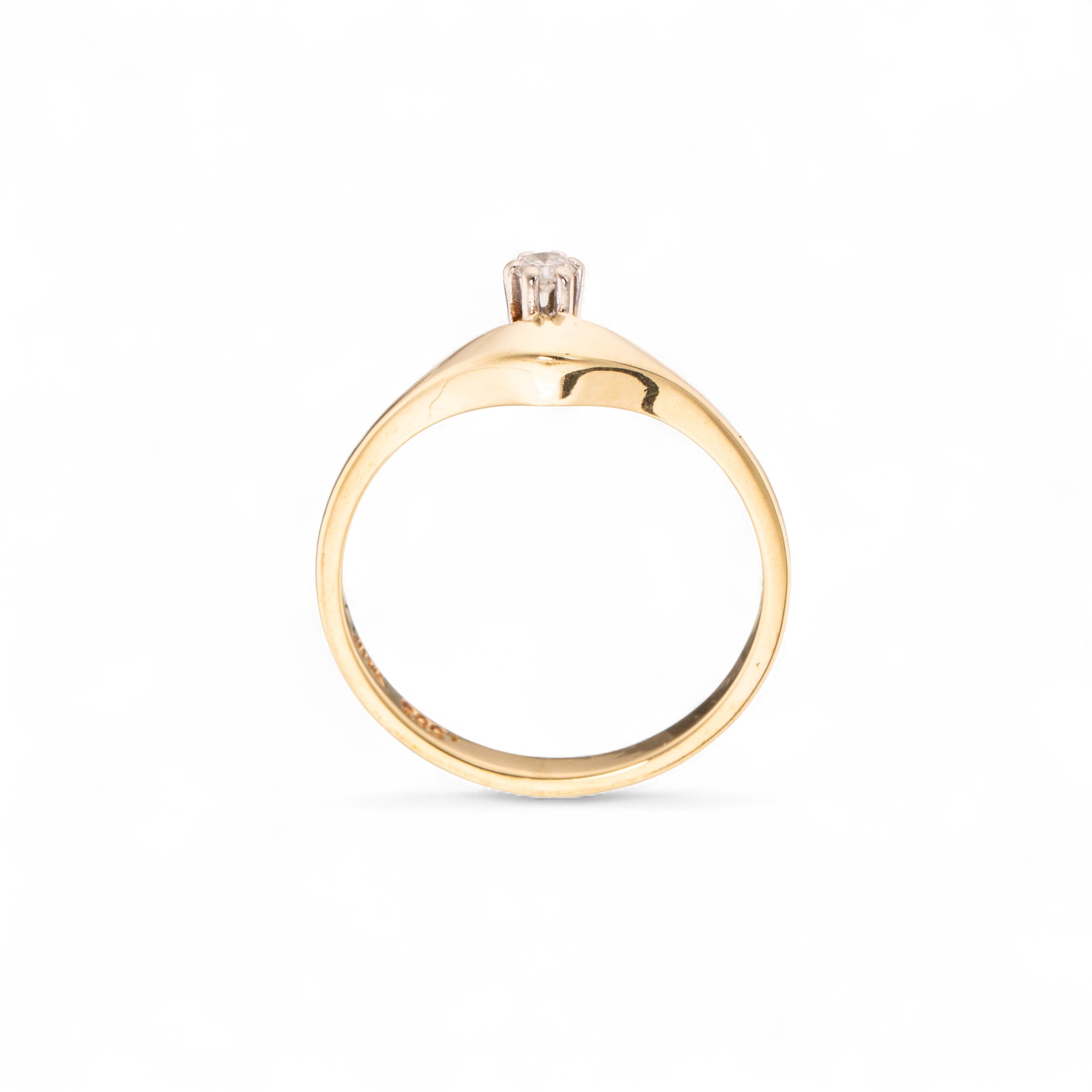 RIng, gult gull, diamant (0,08 ct.) - Bilde 3