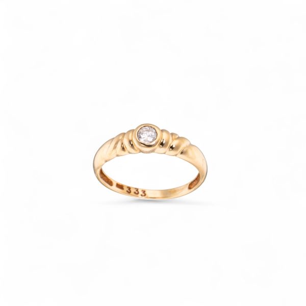 Ring, gult gull, zirkonia