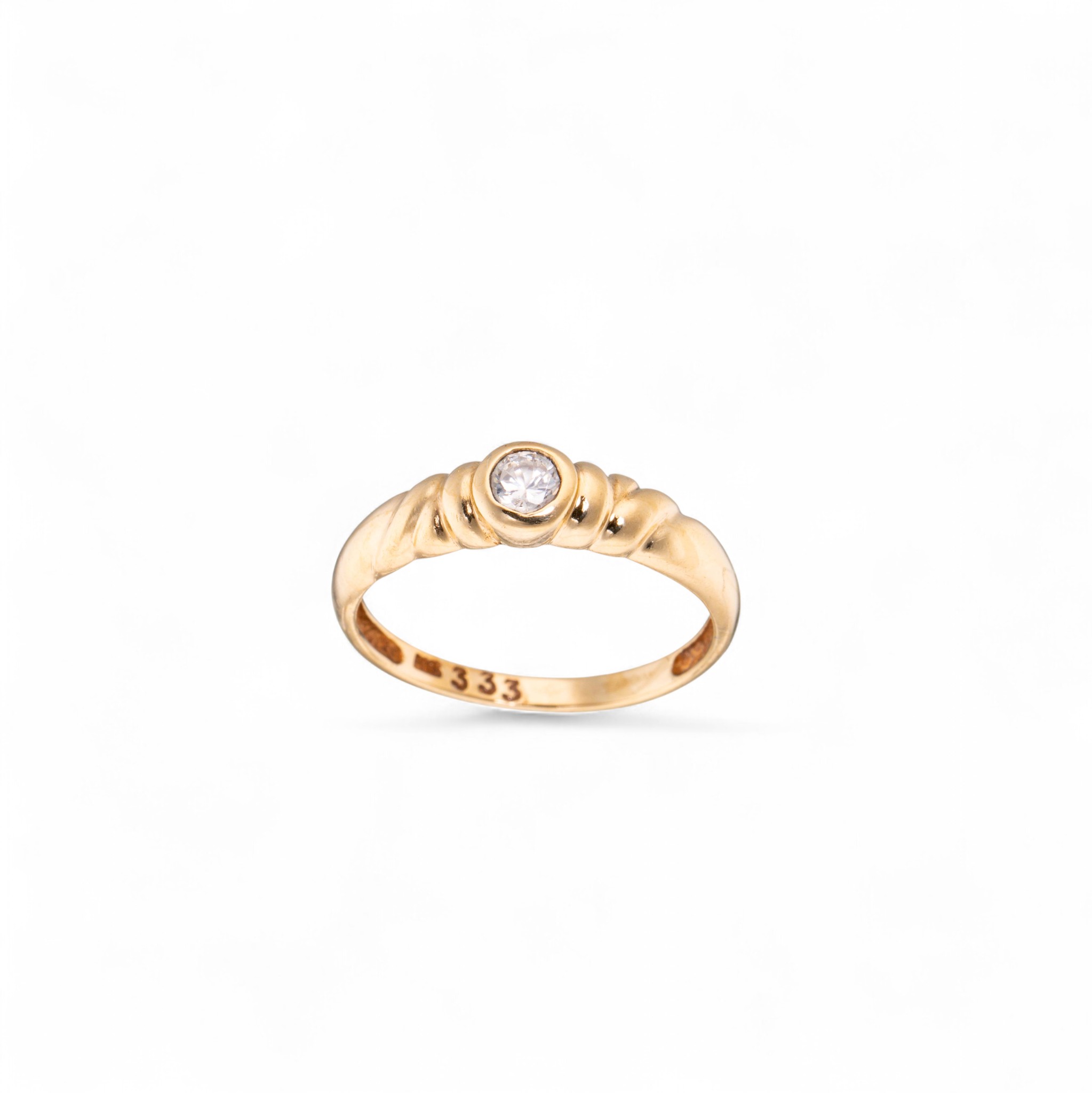 Ring, gult gull, zirkonia