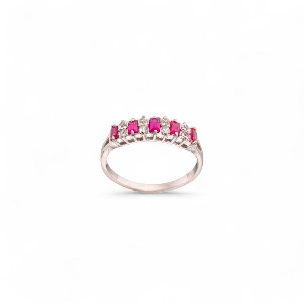 Rubinring, hvitt gull, kvarts