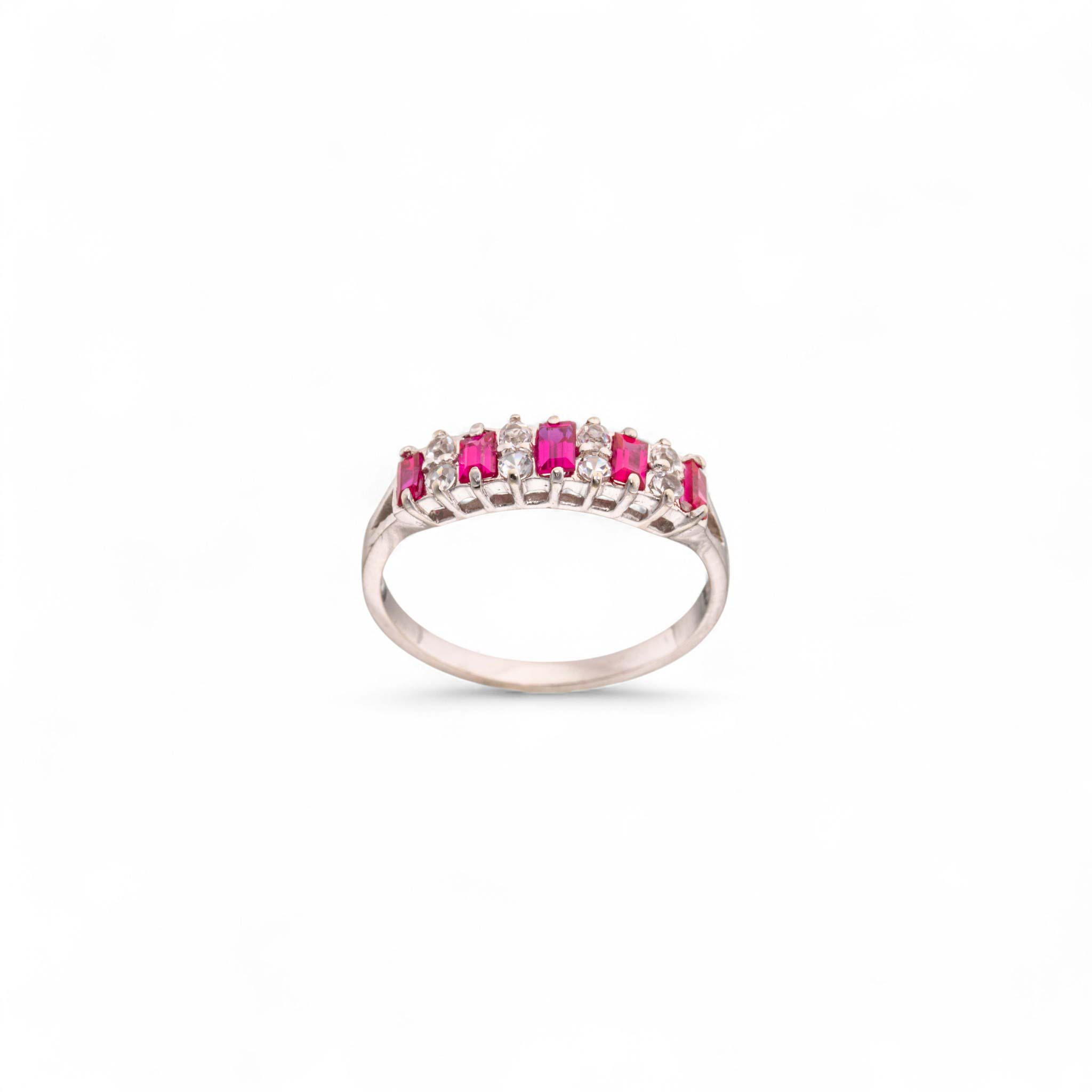 Rubinring, hvitt gull, kvarts