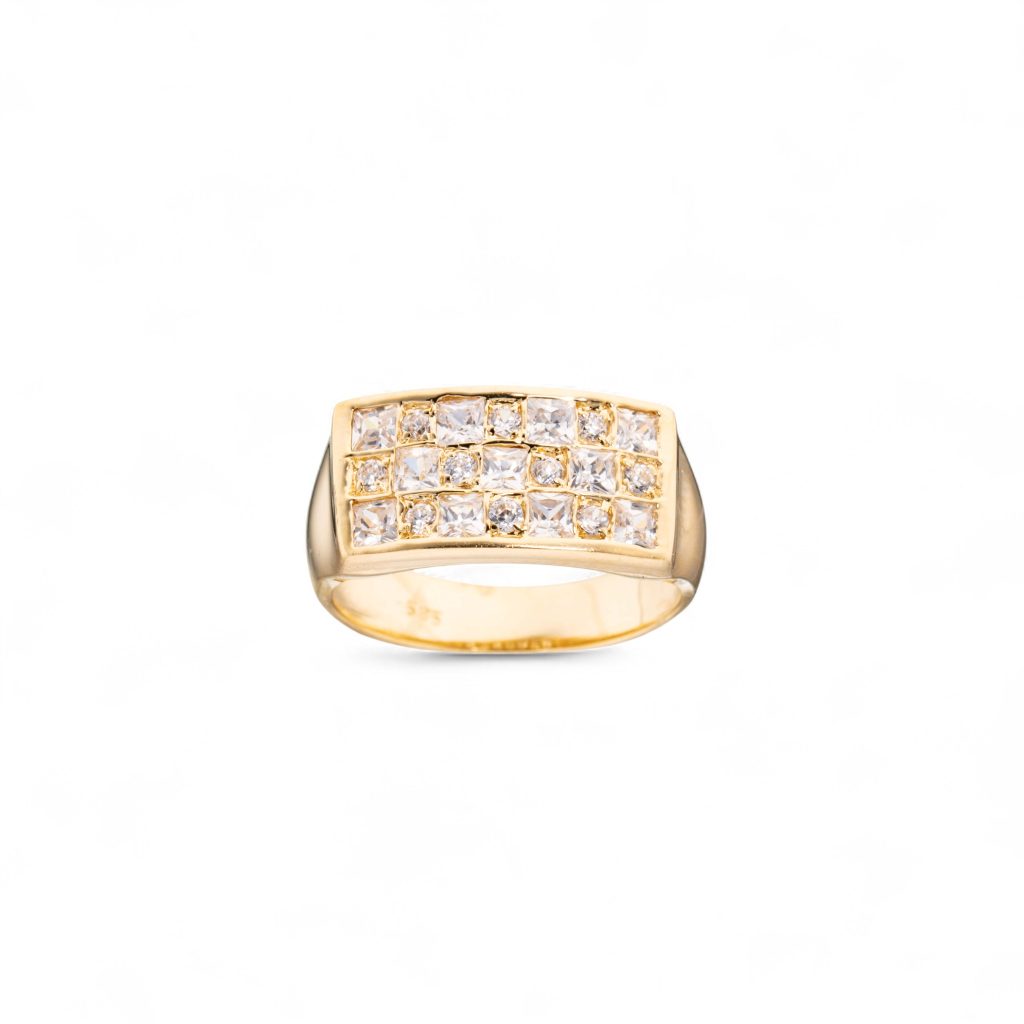 Ring, gult gull, zirkonia