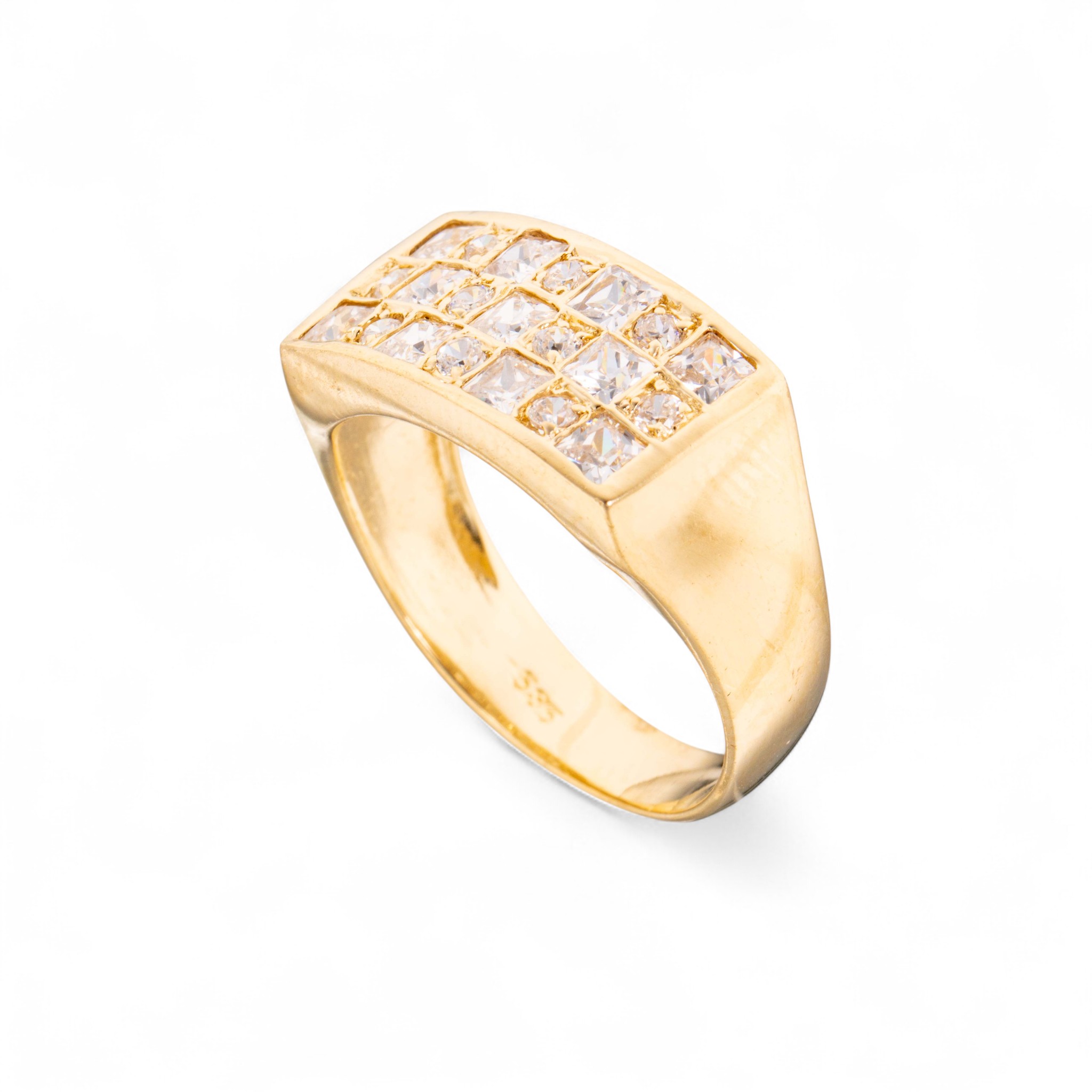 Ring, gult gull, zirkonia - Bilde 2