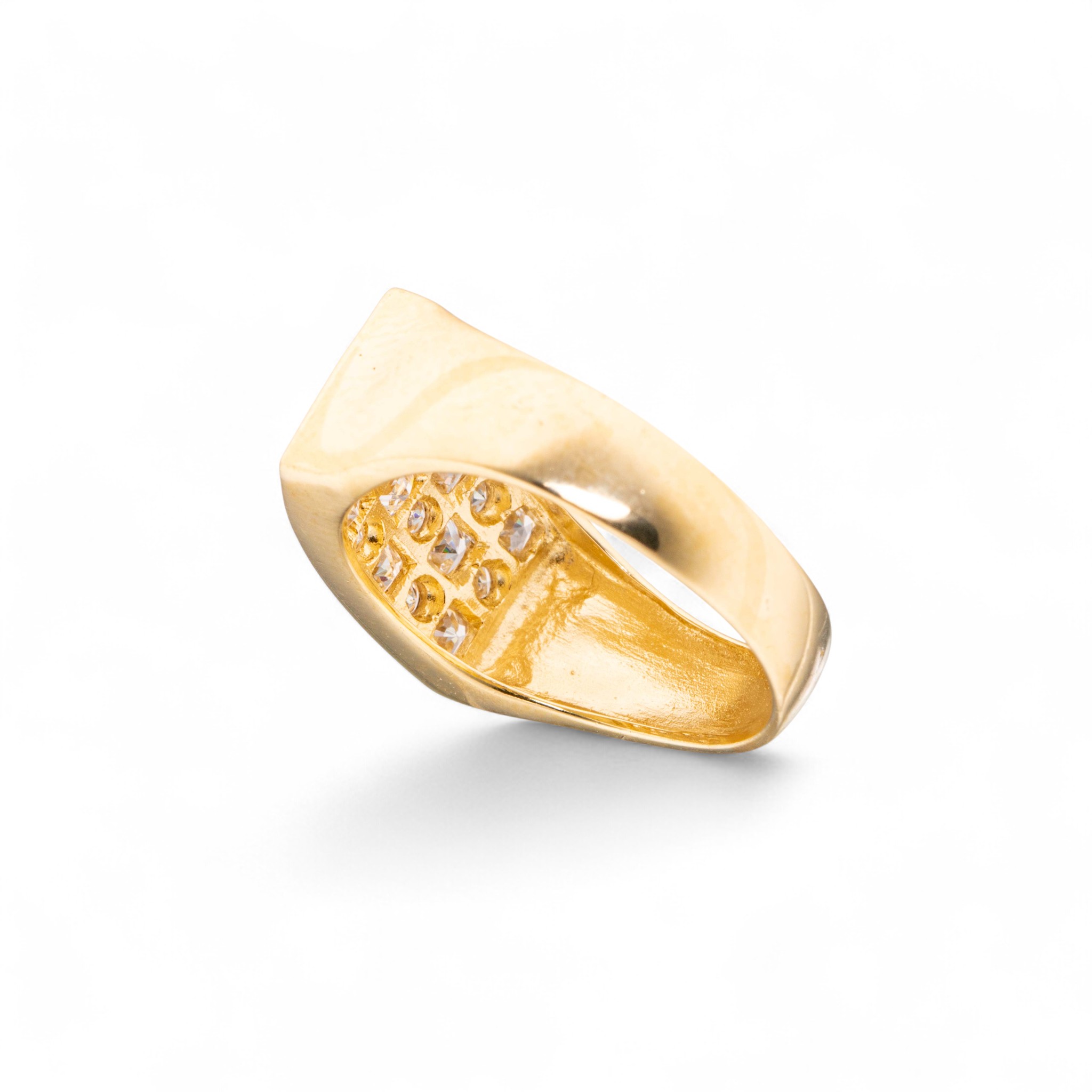Ring, gult gull, zirkonia - Bilde 4