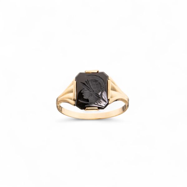 Onyx centurion ring, gult gull