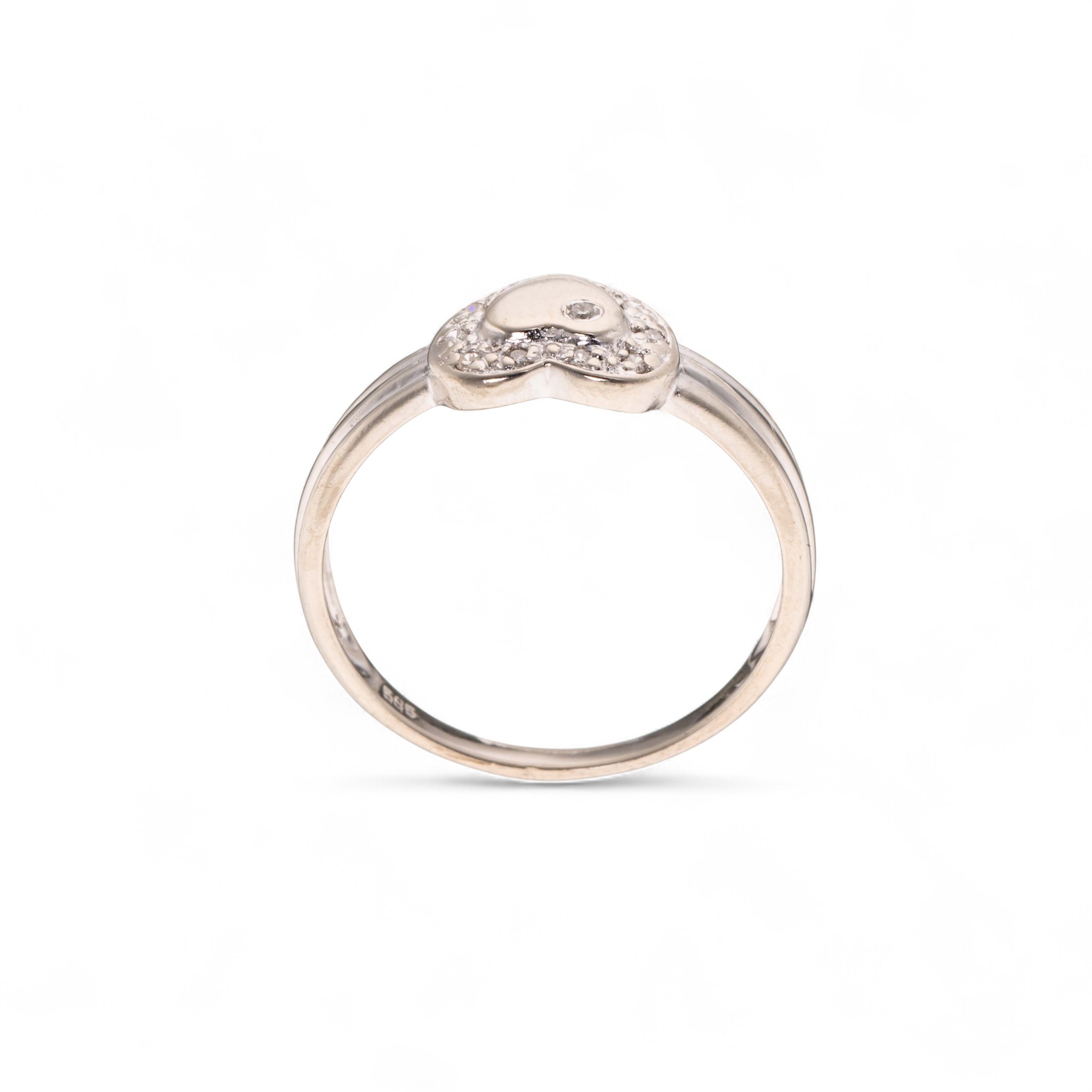 Hjertering, hvitt gull, diamanter (0,032 ct.) - Bilde 3