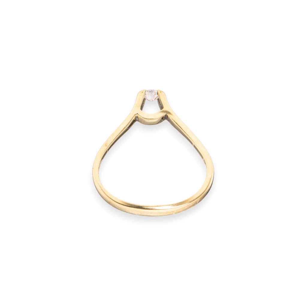 Diamantring (0,14 ct.), gult gull