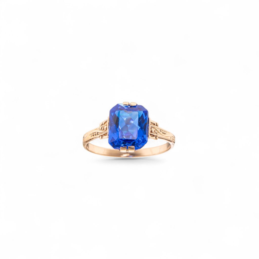 Antikk spinellring, gult gull