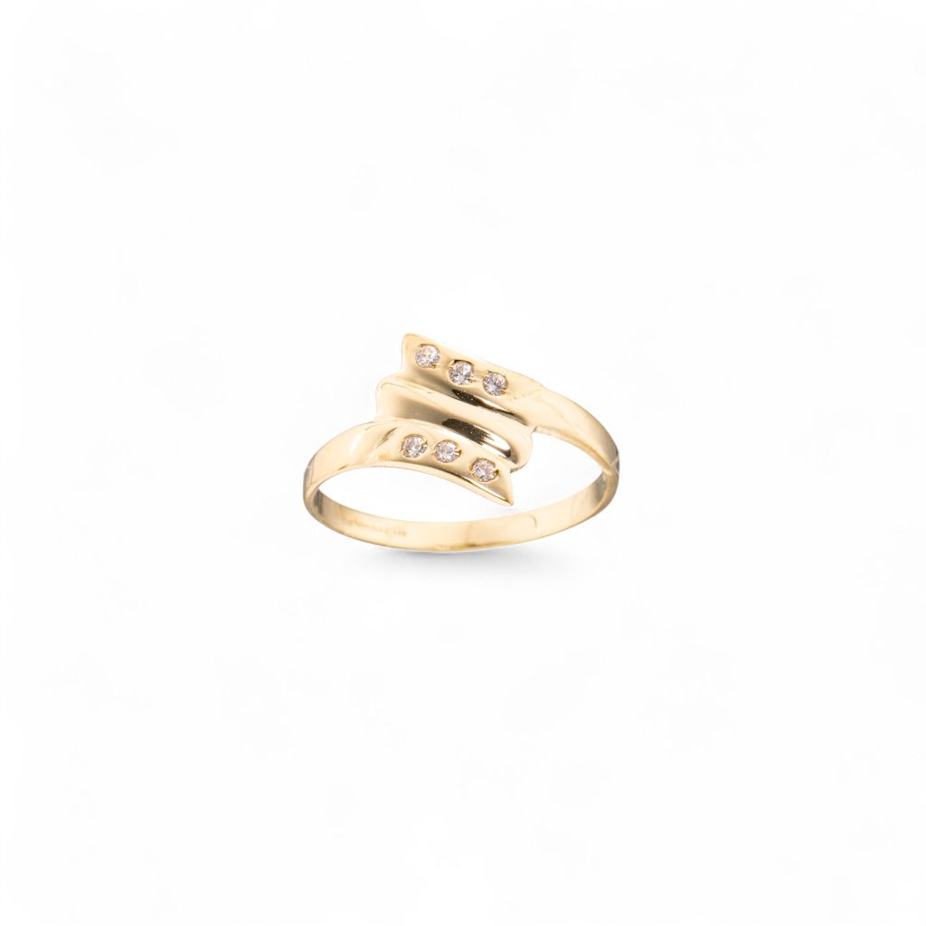 Ring, gult gull, zirkonia