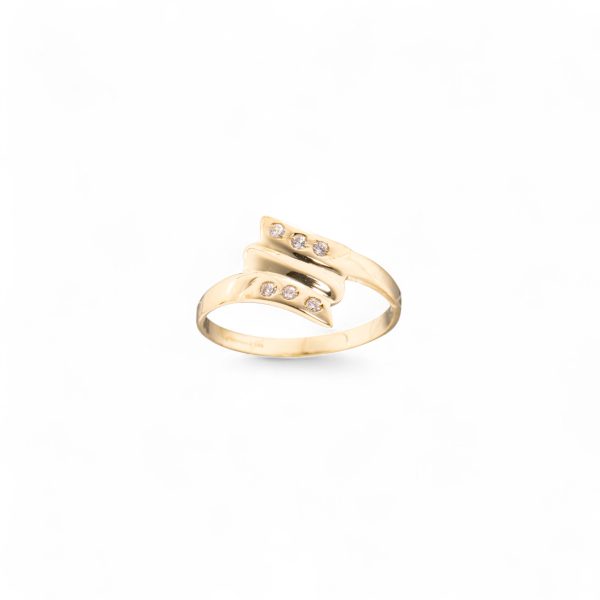 Ring, gult gull, zirkonia