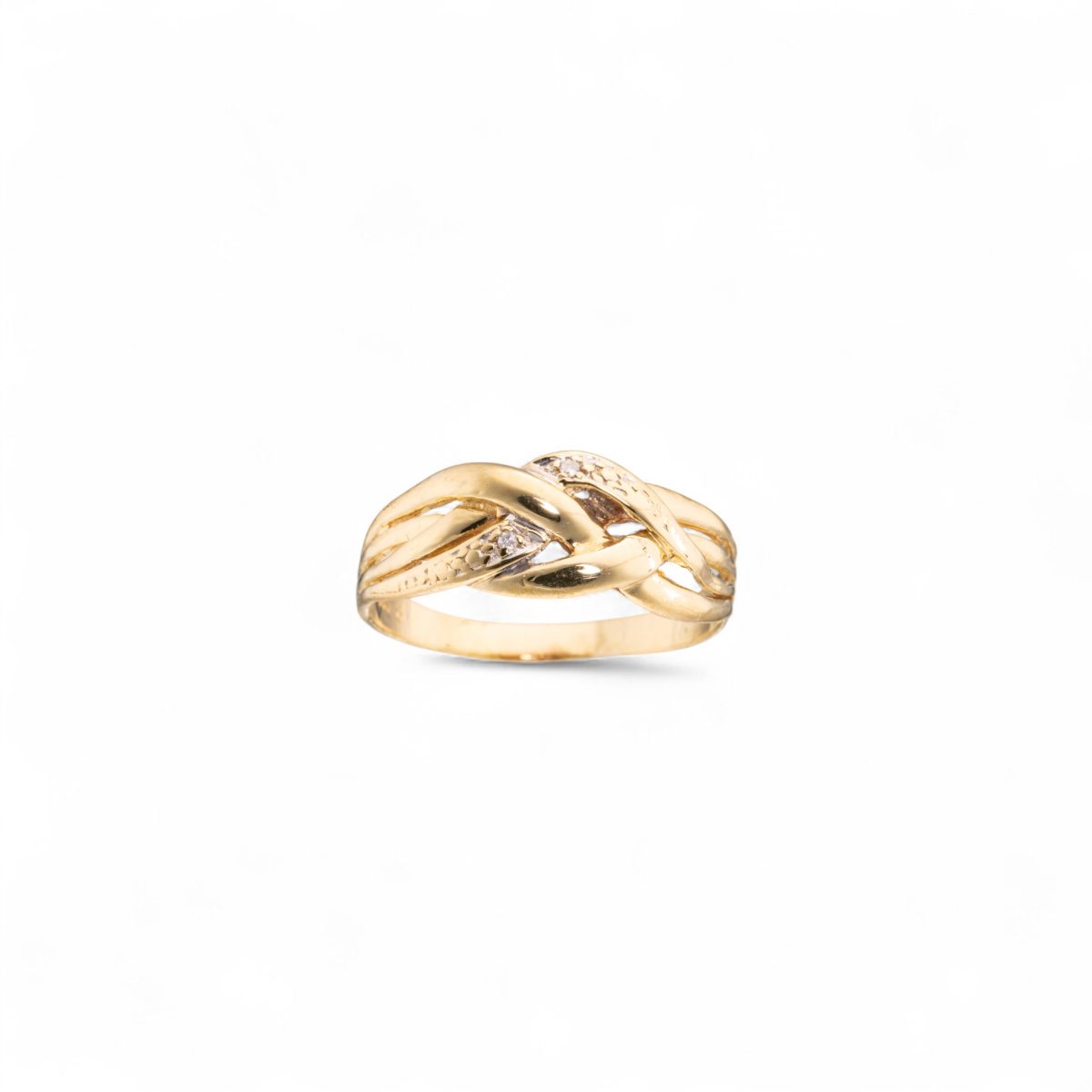 Ring, gult gull, diamanter (0,01 ct.)
