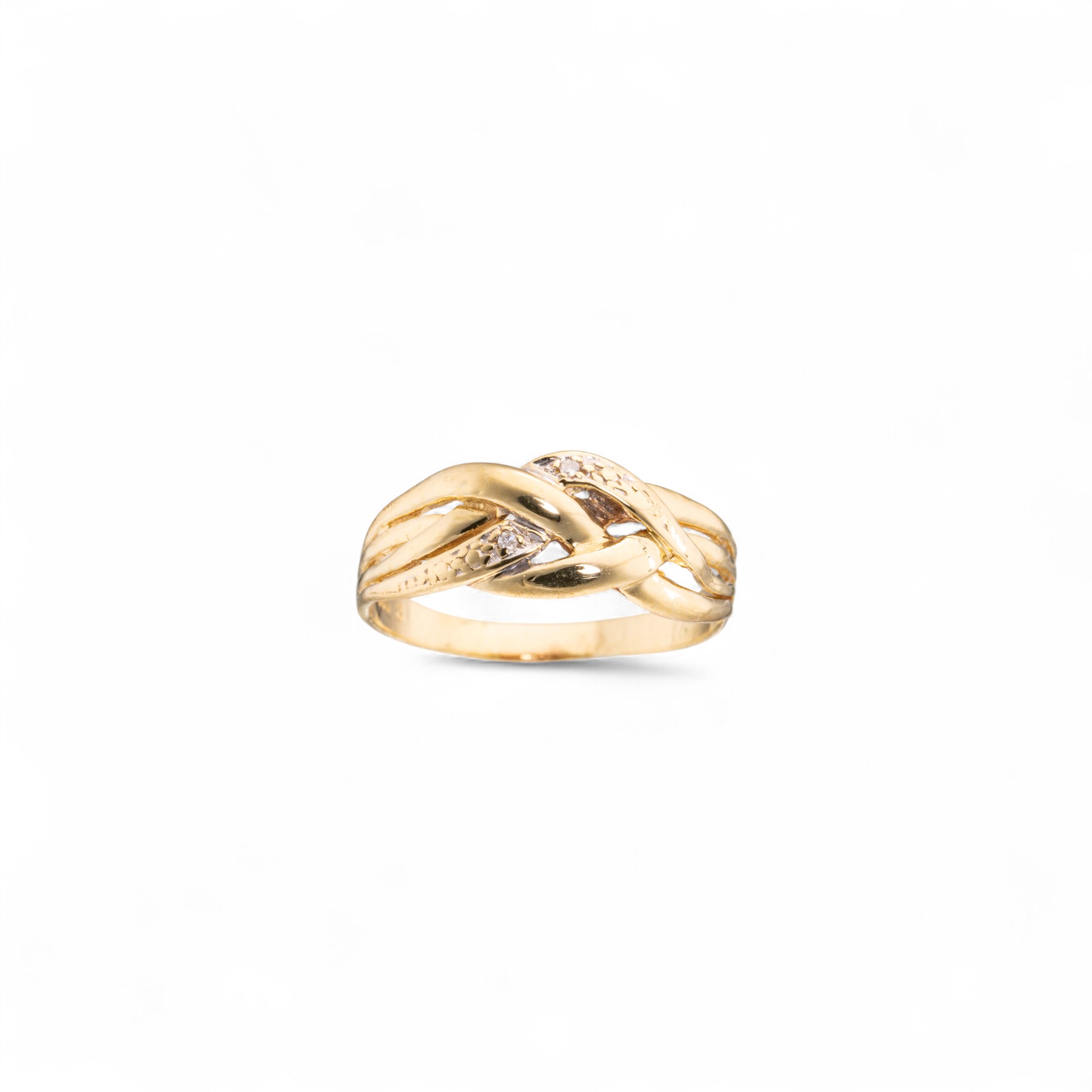 Ring, gult gull, diamanter (0,01 ct.)