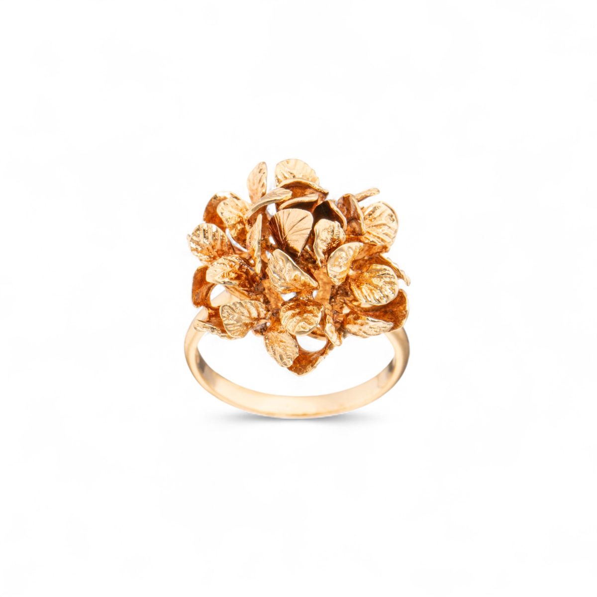 Lauvverk ring, gult gull