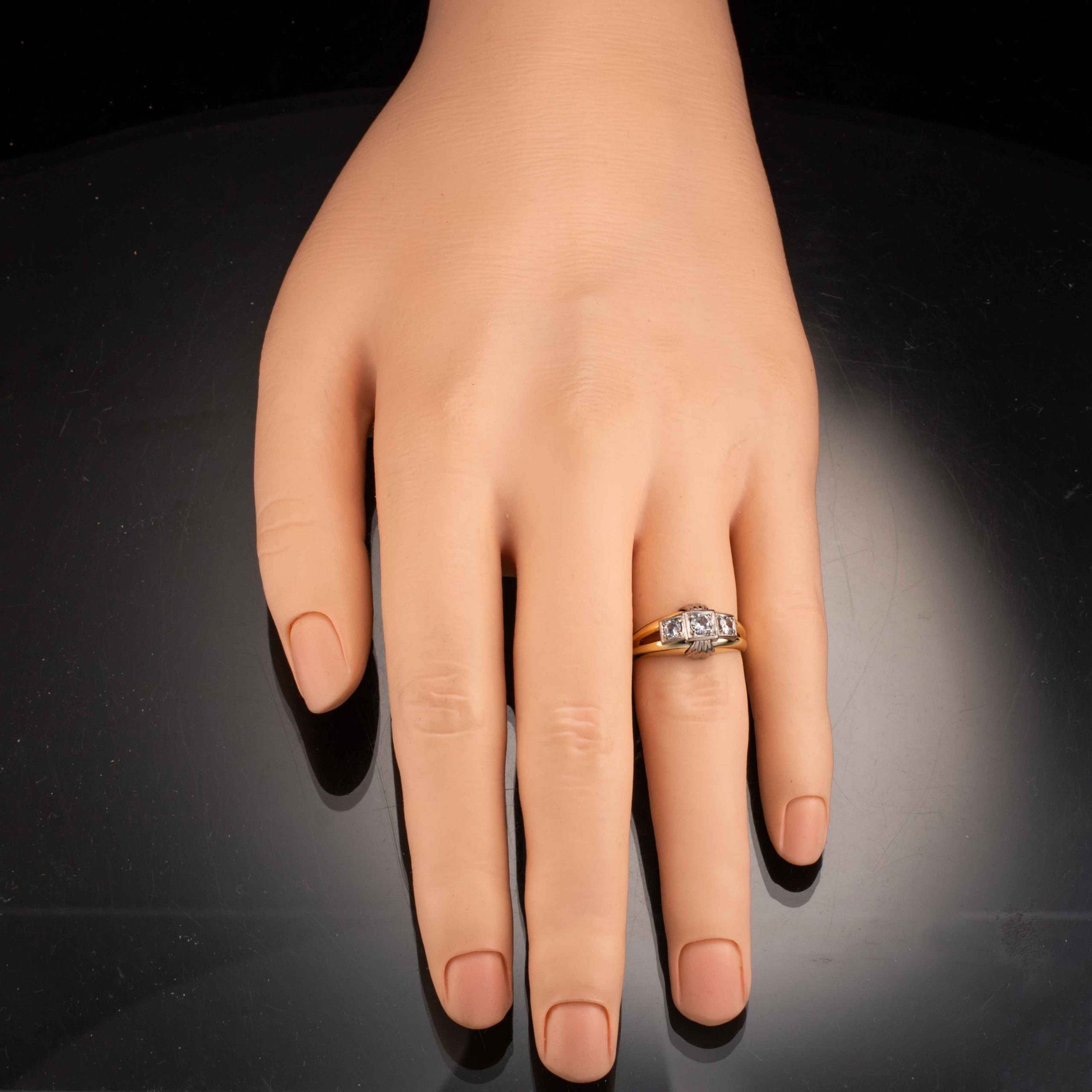 Antikk kvartsring, gult gull - Bilde 4