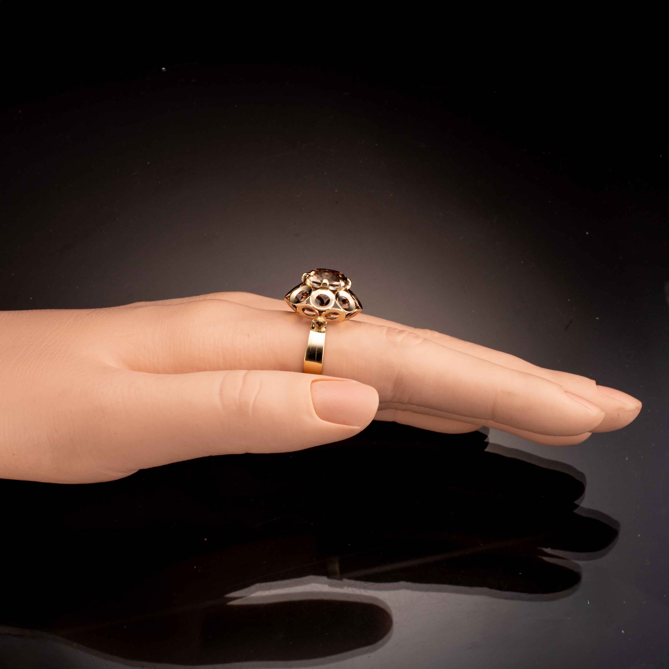 Kvartsring, gult gull - Bilde 5