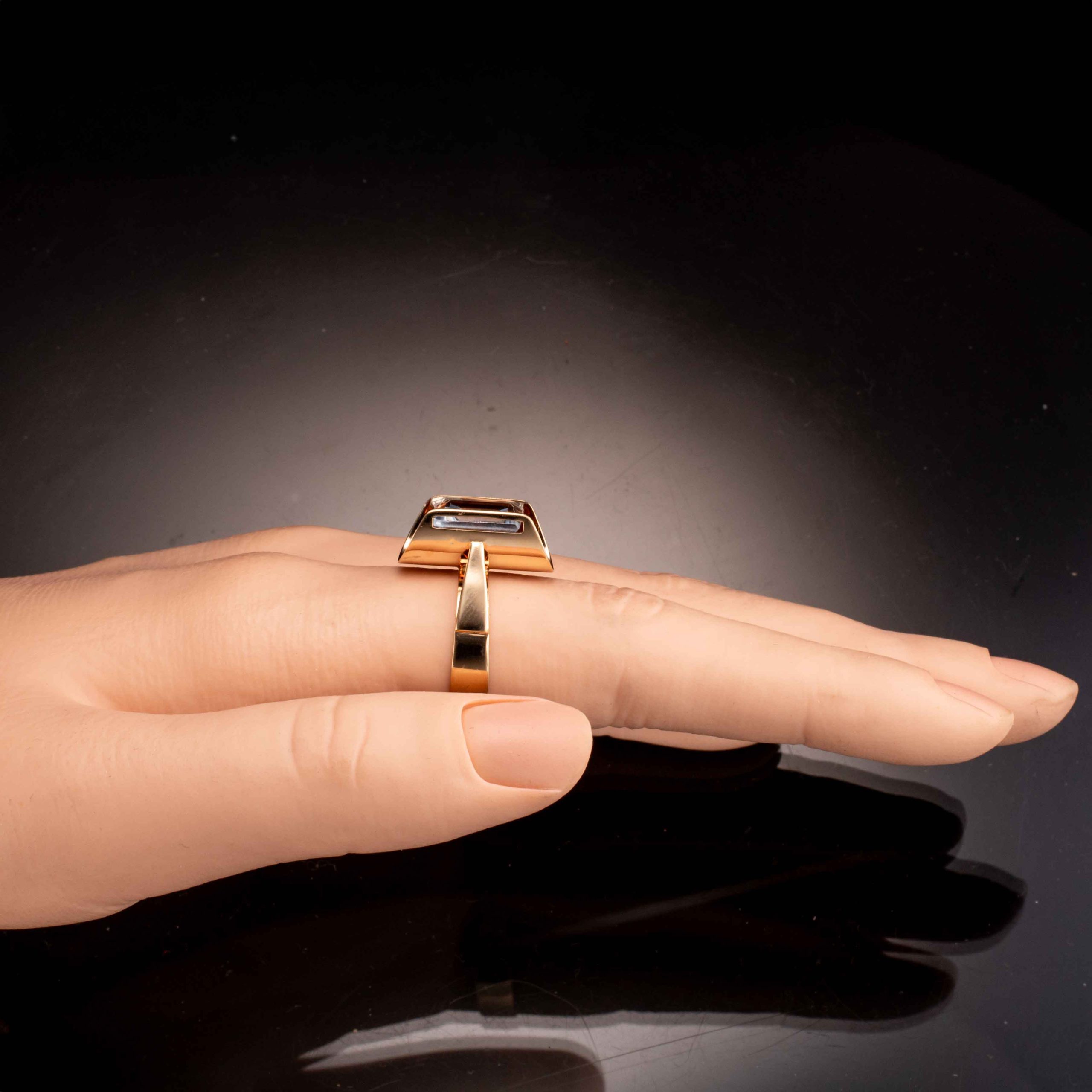 Topasring, gult gull - Bilde 6