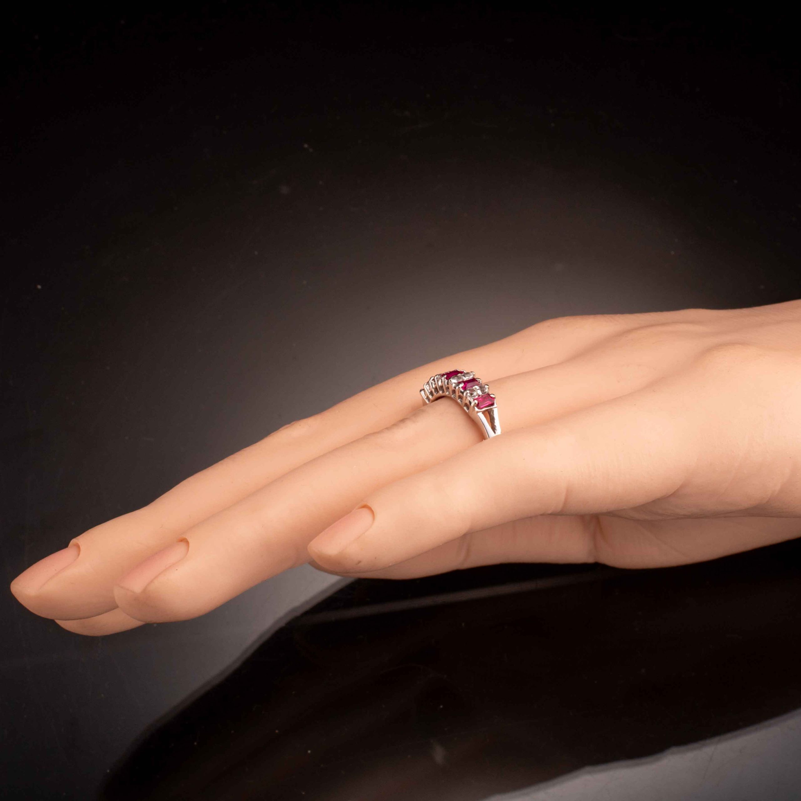 Rubinring, hvitt gull, kvarts - Bilde 6