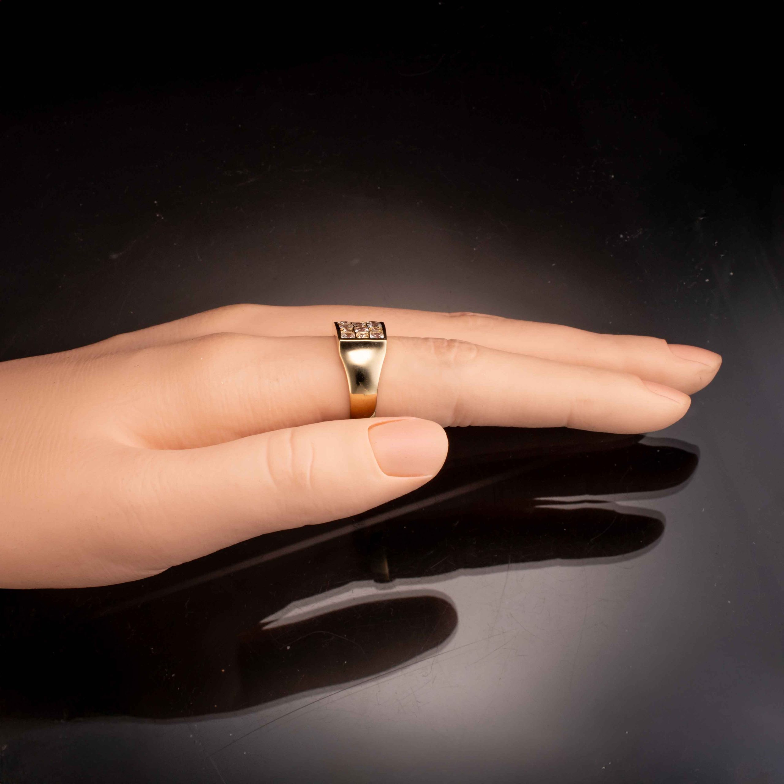 Ring, gult gull, zirkonia - Bilde 6