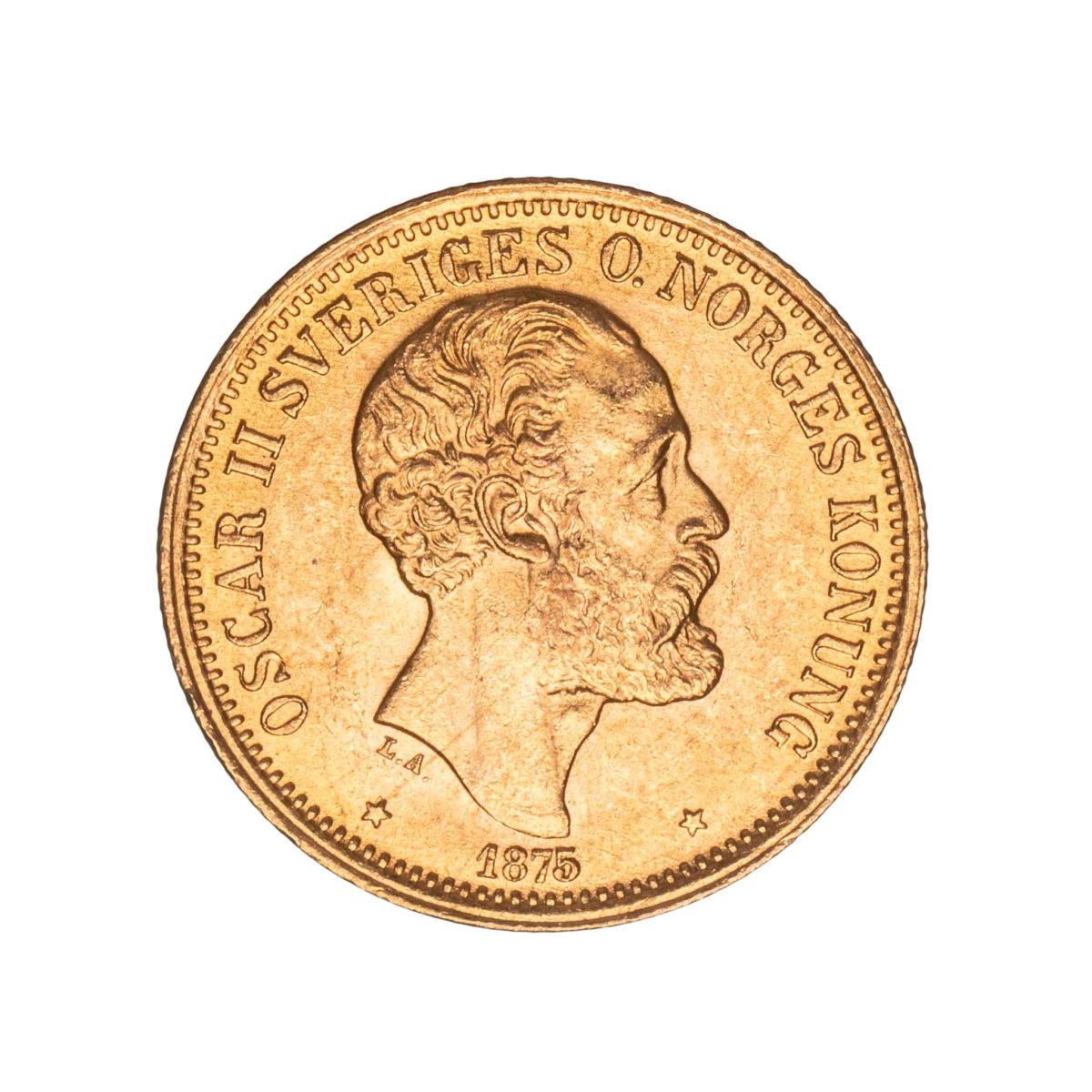 Sverige, 20 kronor, 1875, gull