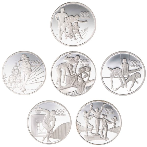 Sett mynter, OL 1896-1996, sølv