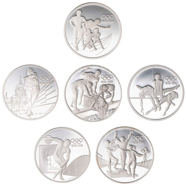Sett mynter, OL 1896-1996, sølv