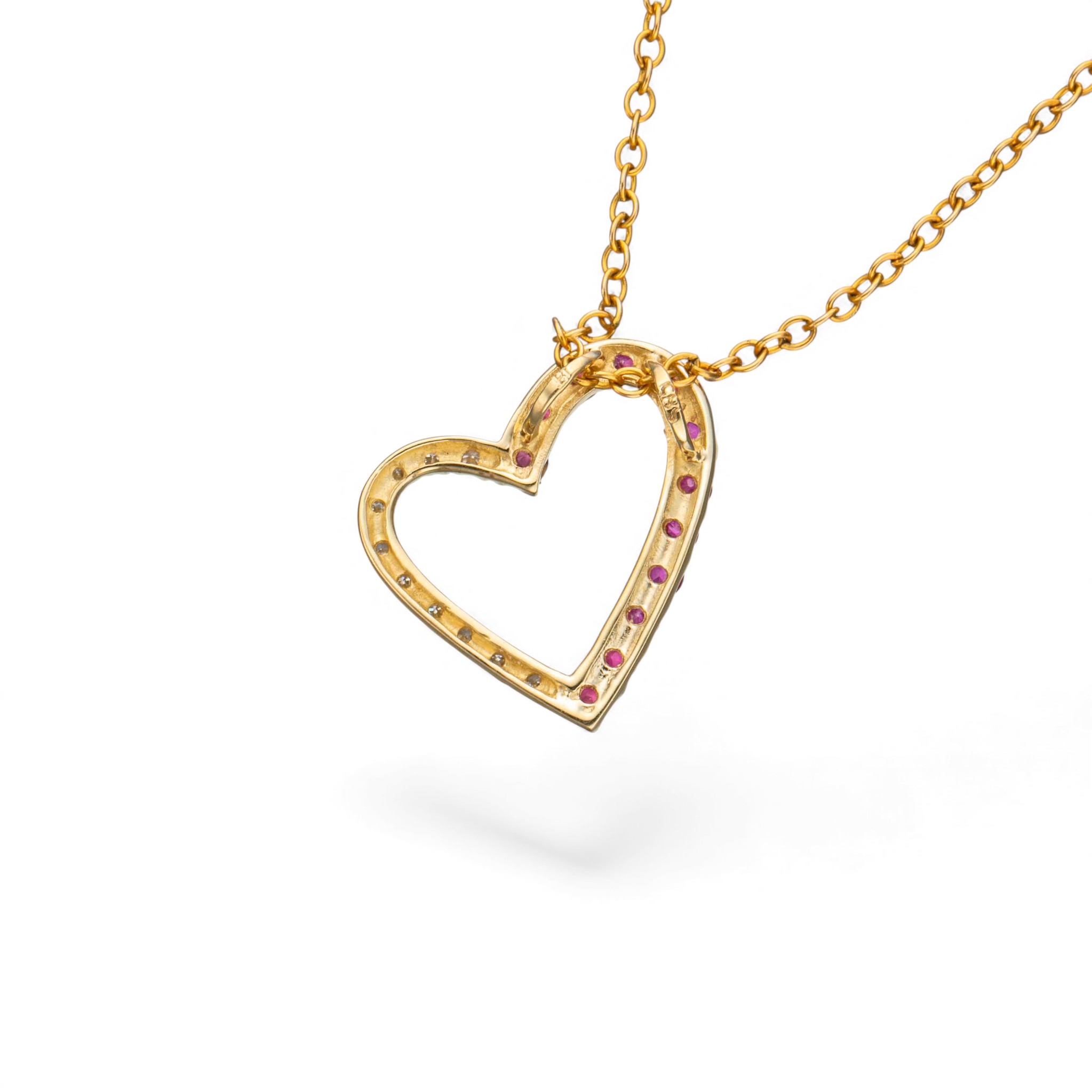 Hjerteanheng, gull, rubiner, diamanter - Bilde 2