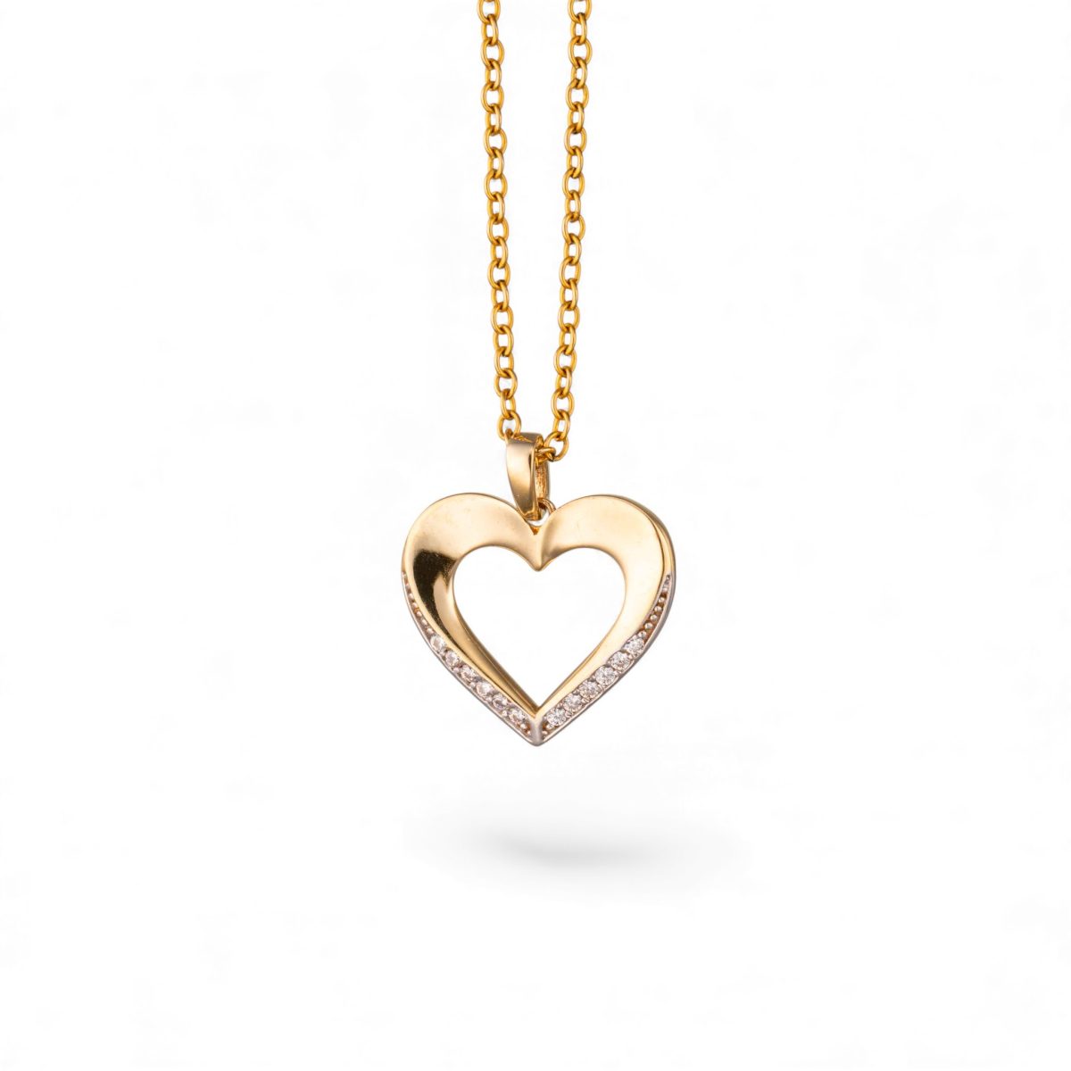 Hjerteanheng, gult gull, zirkonia