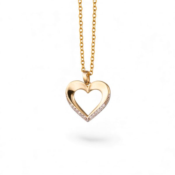 Hjerteanheng, gult gull, zirkonia