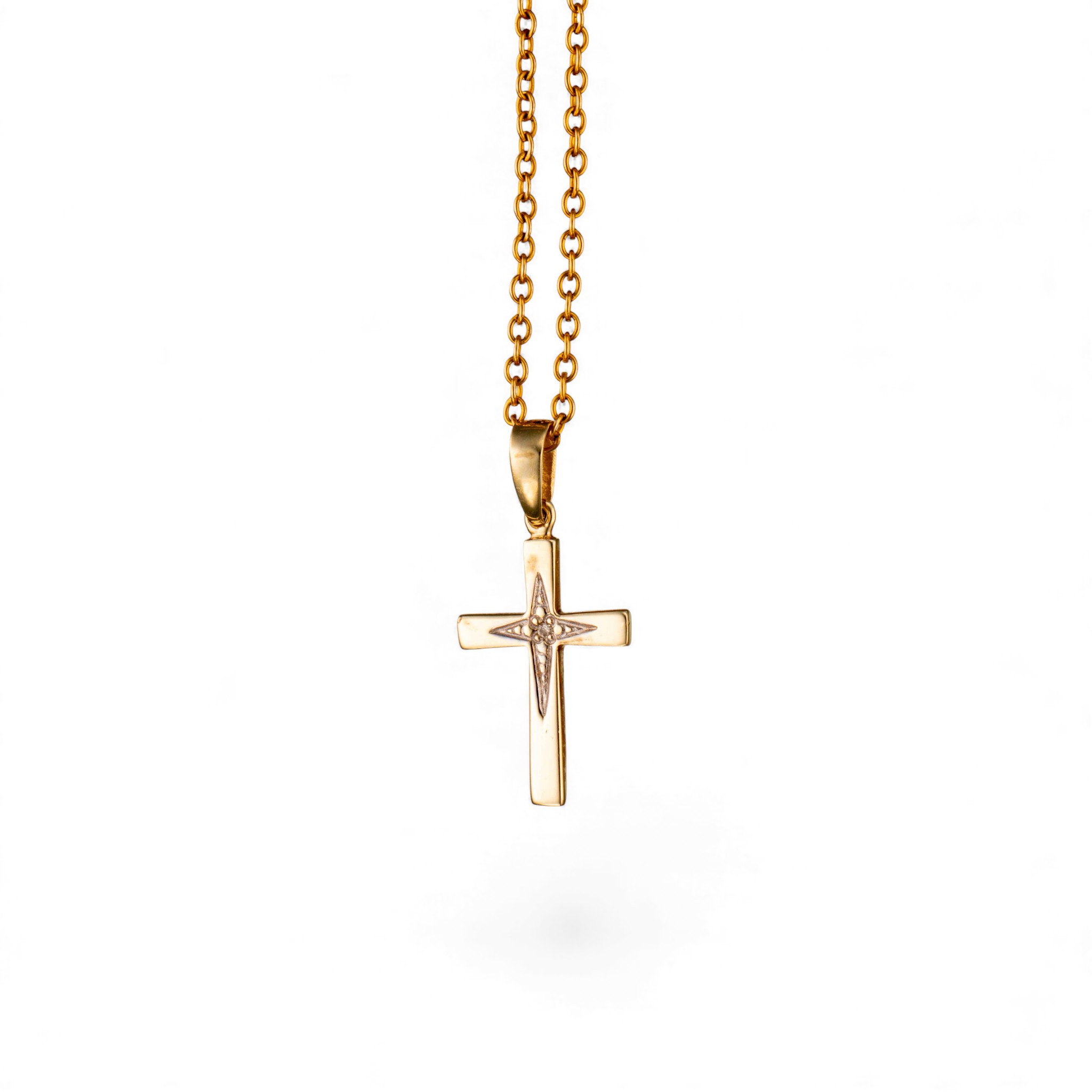 Korsanheng, gult gull, diamant (0,005 ct.)