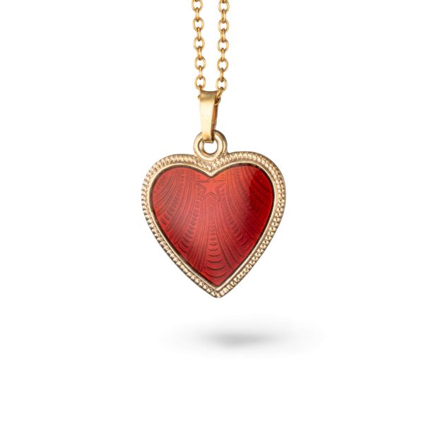 Emalje hjerteanheng, sterling sølv