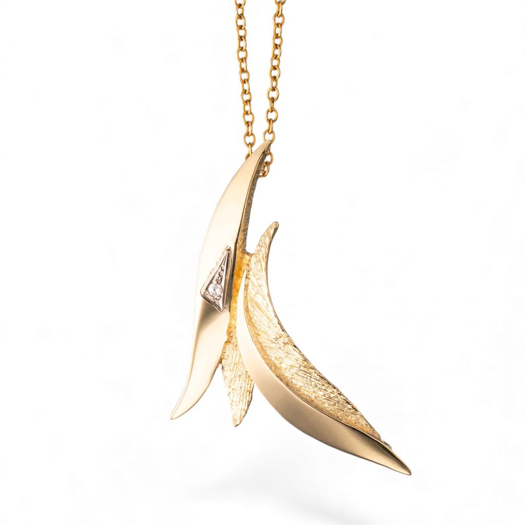 Anheng, gult gull, diamant (0,02 ct.)