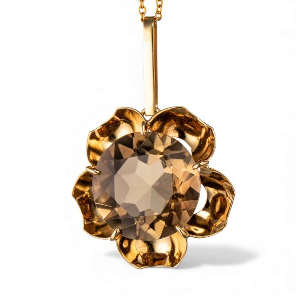 Røkkvarts anheng, gult gull