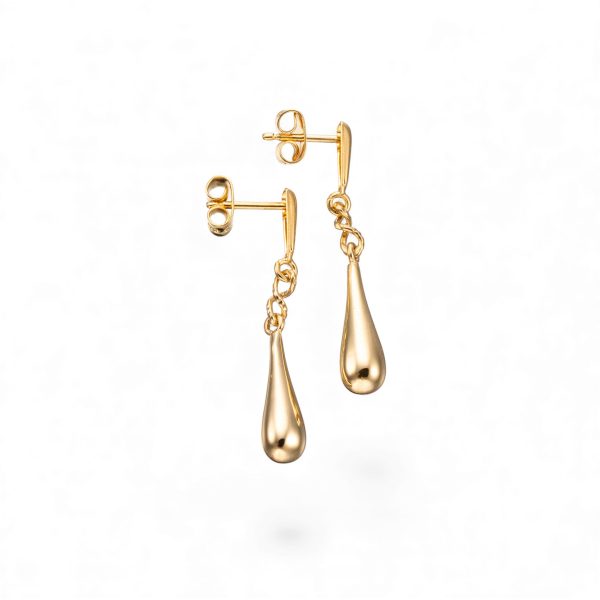Dråpe øredobber, gult gull