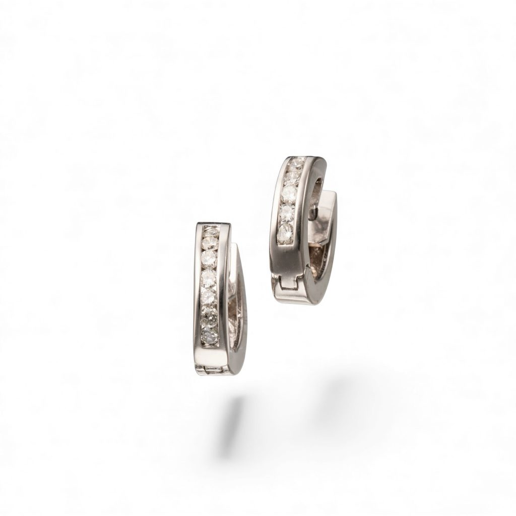 Øreringer, hvitt gull, diamanter (0,35 ct.)