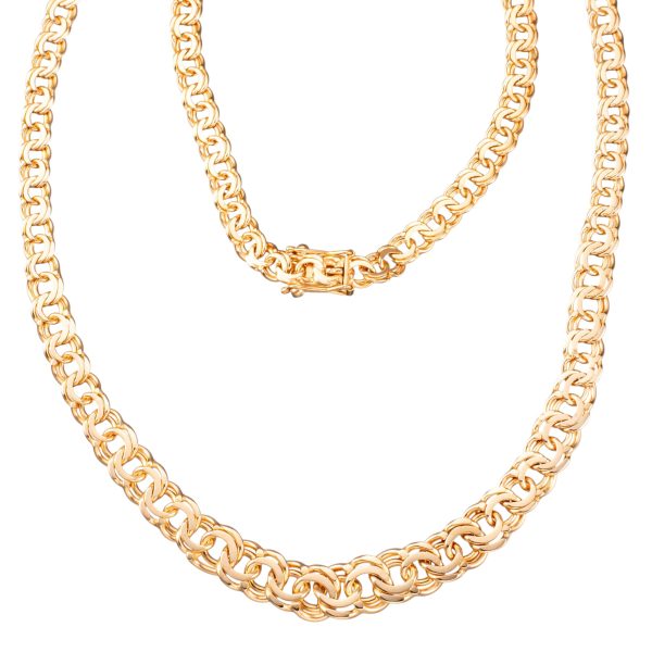 Bismarck halskjede 43 cm, gult gull