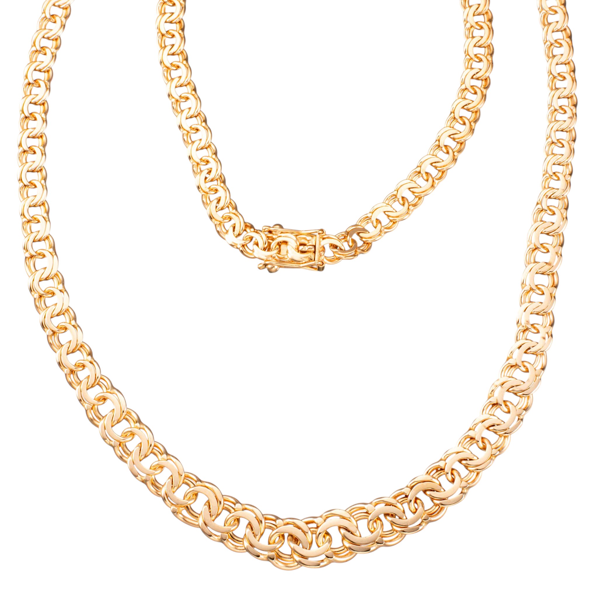 Bismarck halskjede 43 cm, gult gull