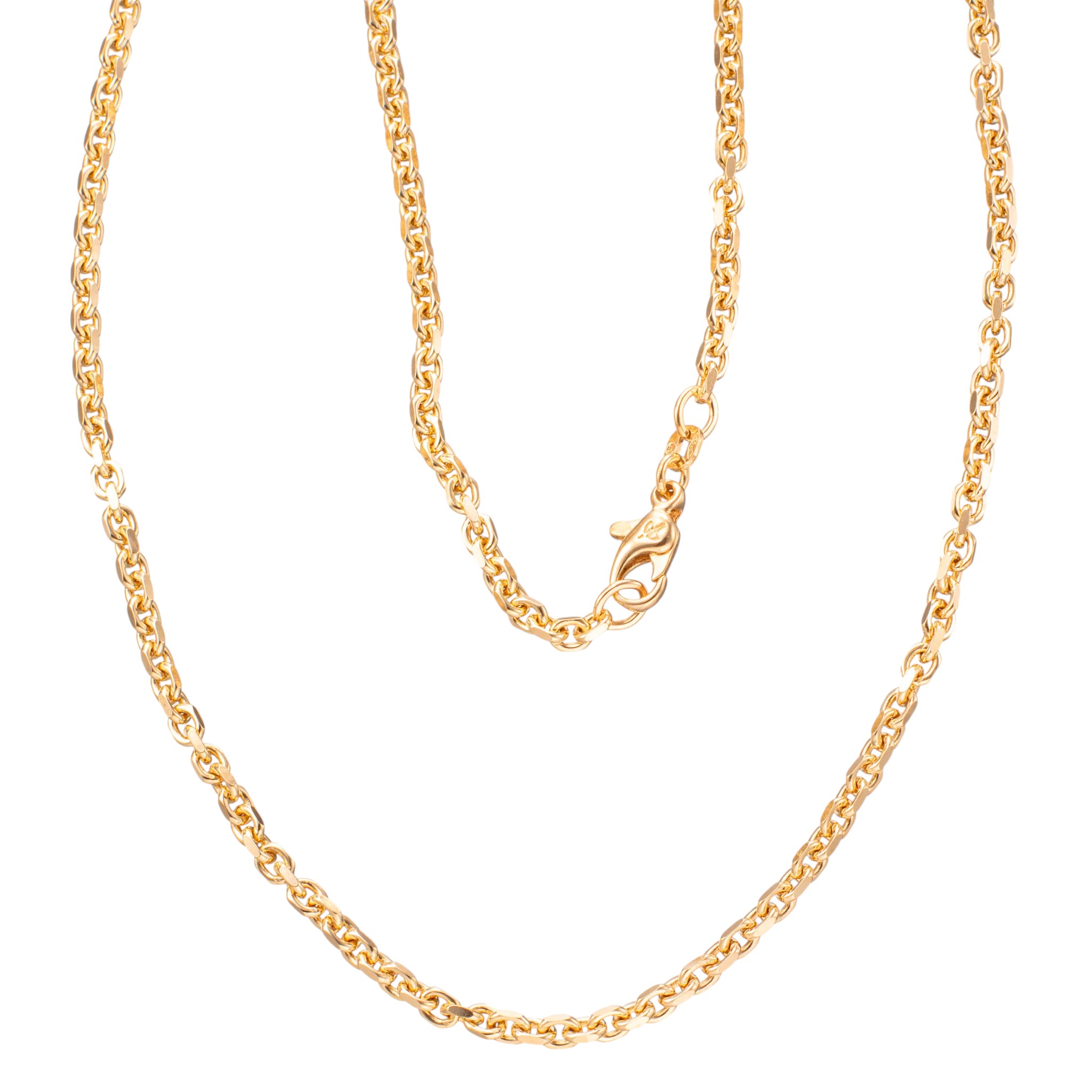 Anker halskjede 75 x 0,3 cm, gult gull