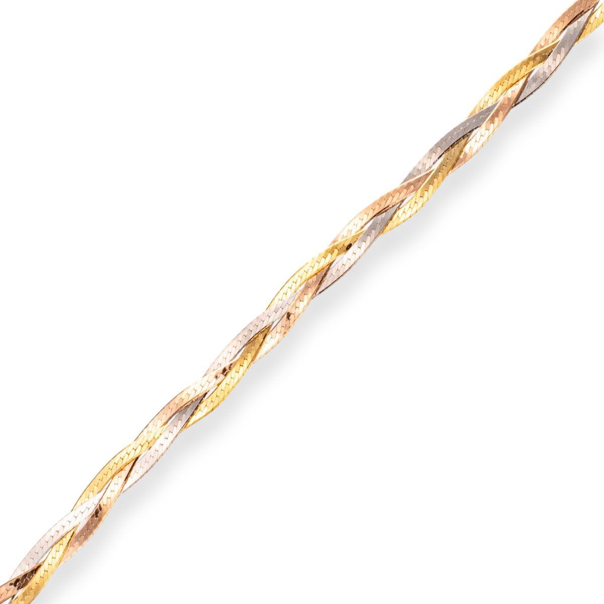 Flettet Herringbone halskjede 47 cm, gull