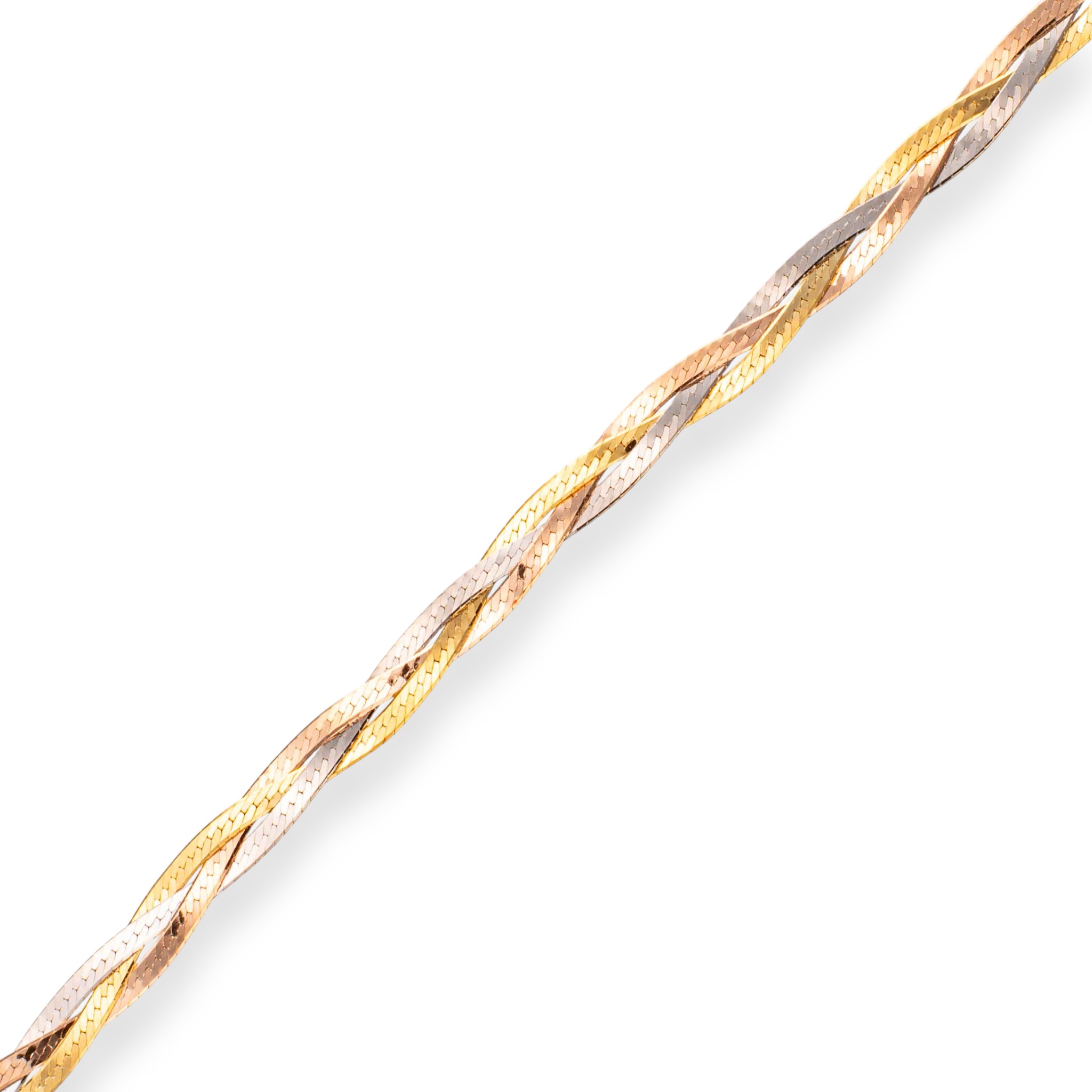 Flettet Herringbone halskjede 47 cm, gull