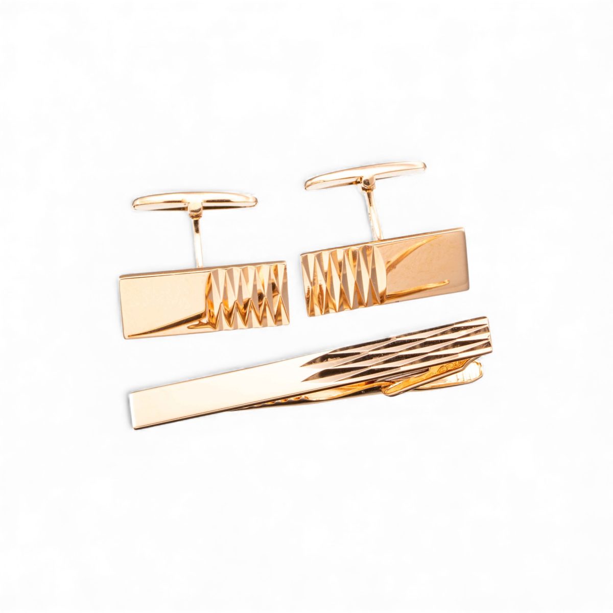 Mansjettknapper og slipspynt, gult gull