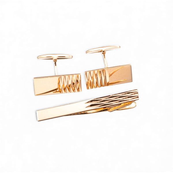 Mansjettknapper og slipspynt, gult gull