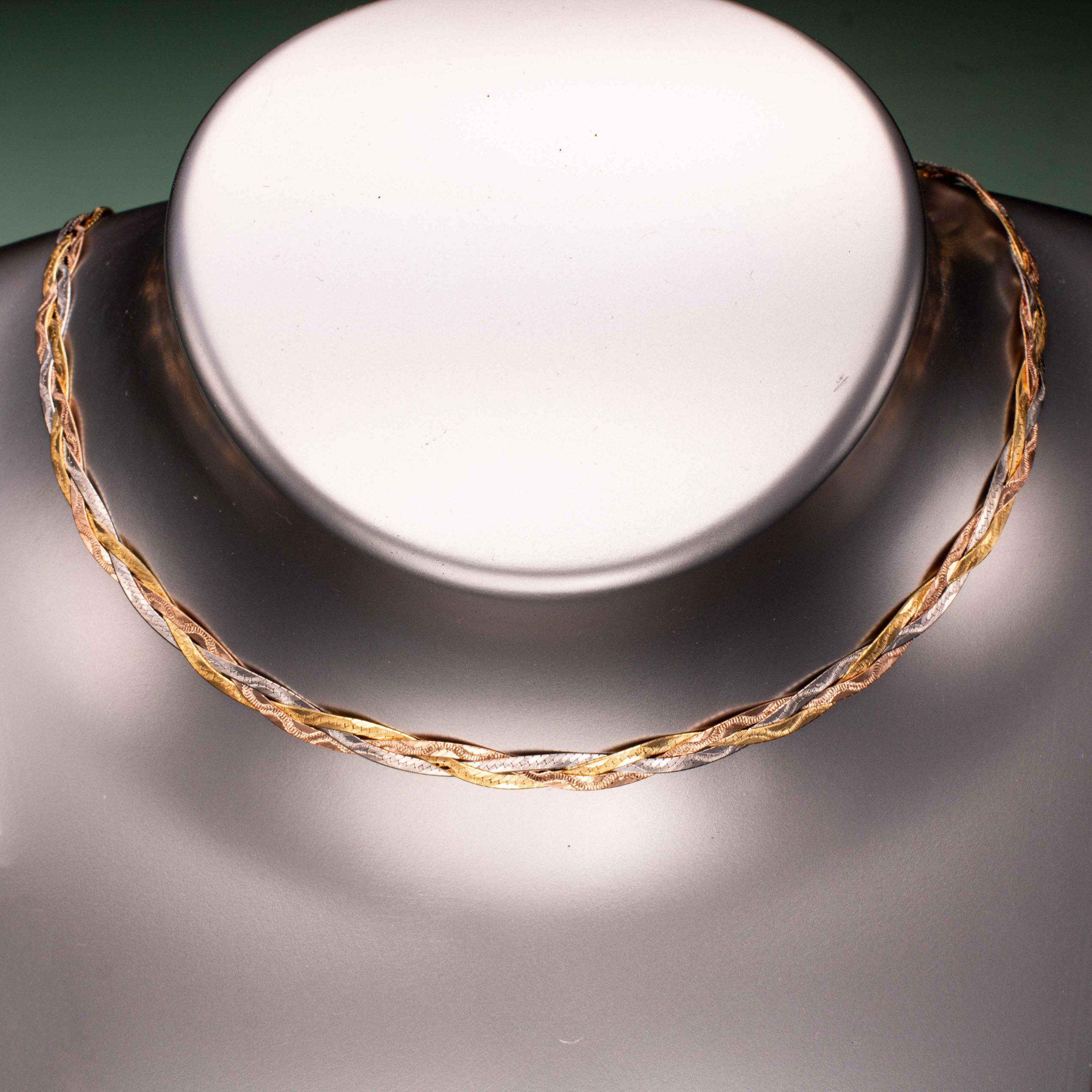 Flettet Herringbone halskjede 47 cm, gull - Bilde 3