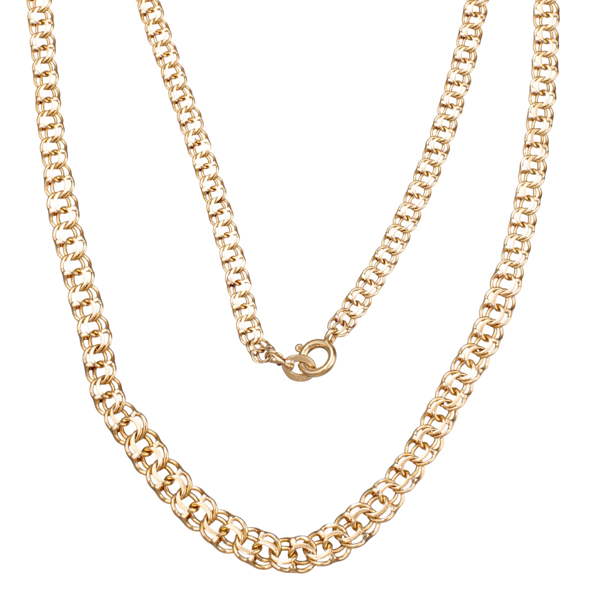 Bismarck halskjede 44 cm, gult gull