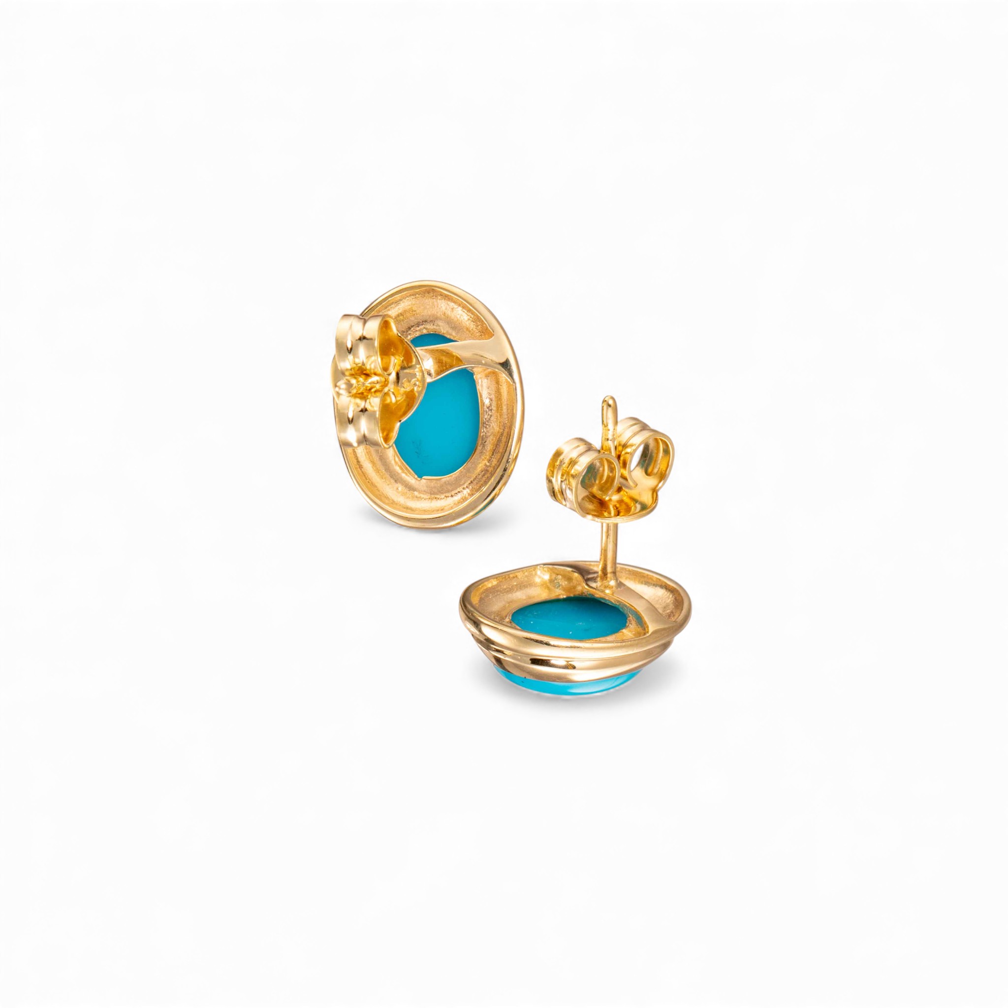 Turkis øredobber, gult gull - Bilde 3
