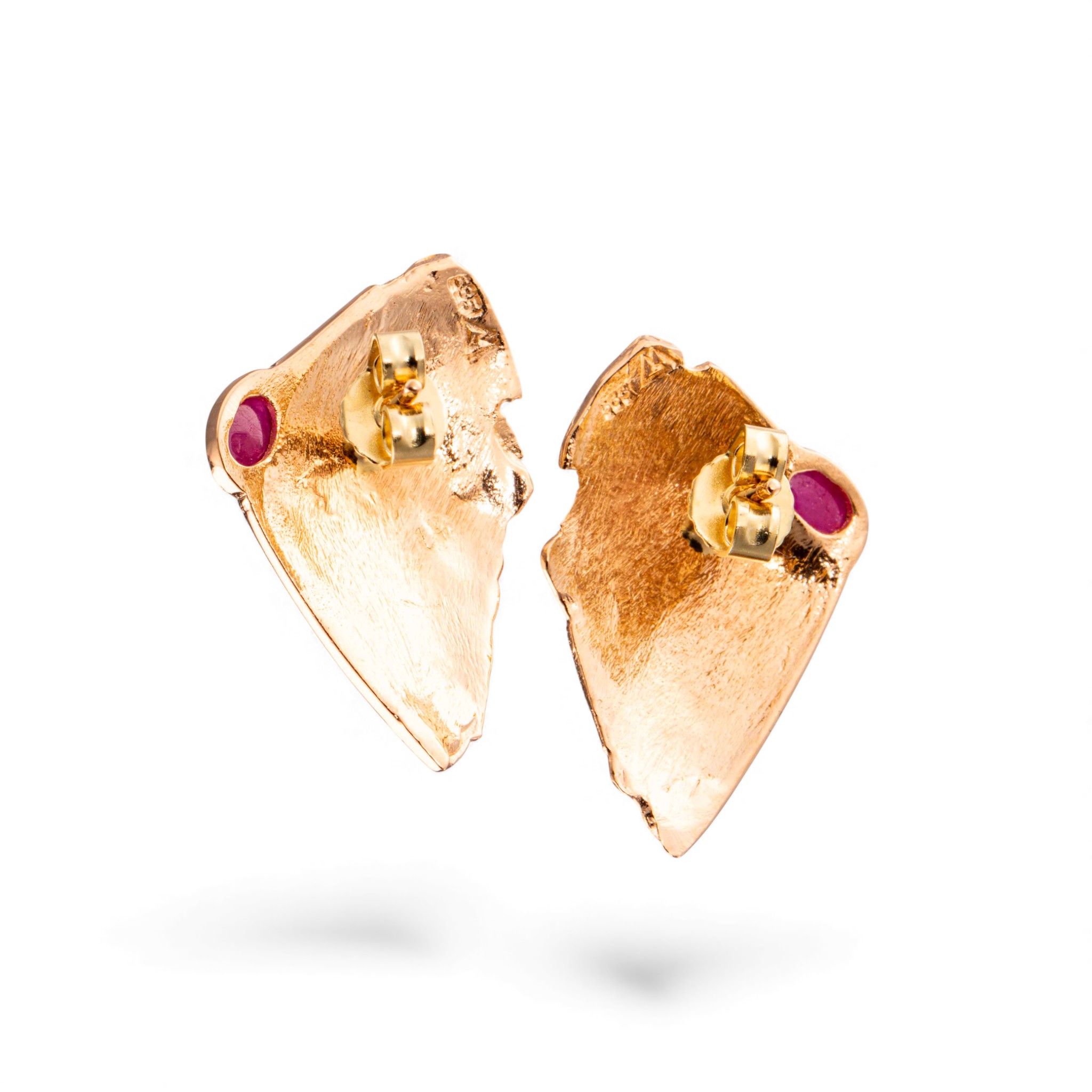 Rubin ørepynt, gult gull - Bilde 2