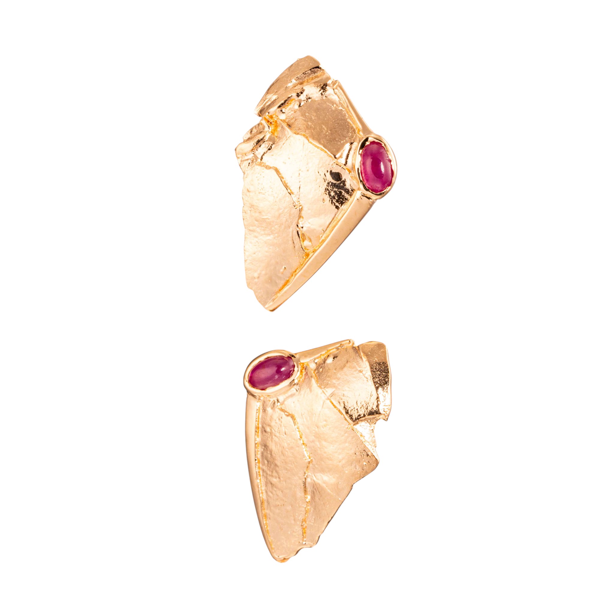 Rubin ørepynt, gult gull - Bilde 3