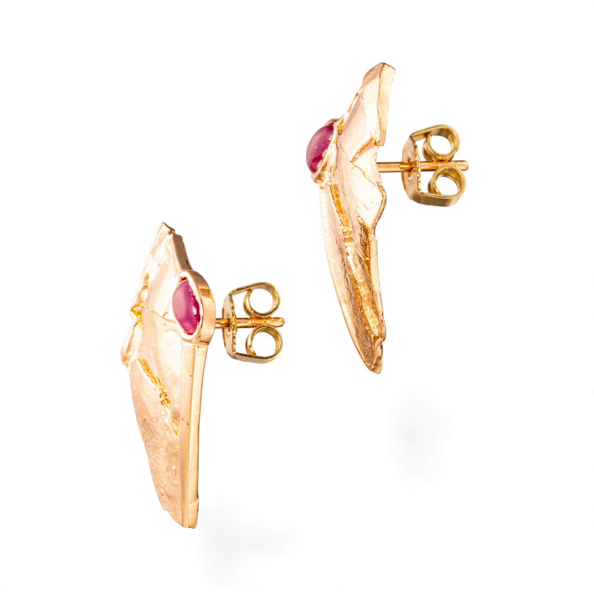 Rubin ørepynt, gult gull - Bilde 4