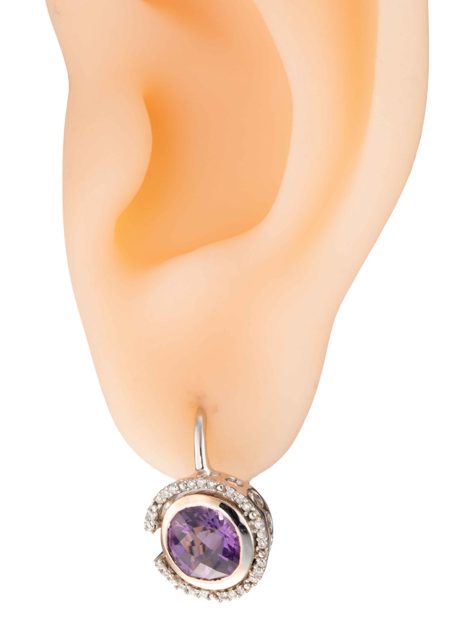 Ametyst øreringer, gull, diamanter (0,20 ct.) - Bilde 4