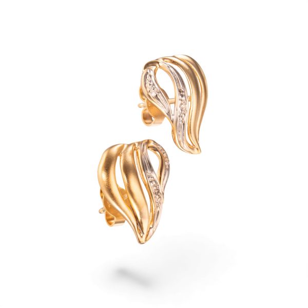 Øredobber, gult gull, diamanter (0,01 ct.)