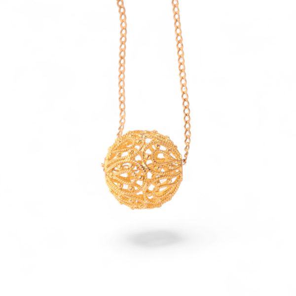 Filigran sfære anheng, gult gull